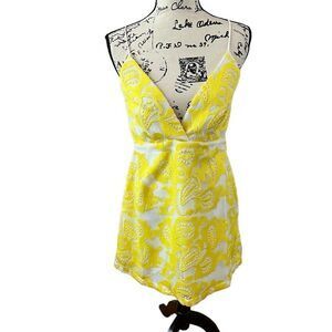 Anthropologie Maeve Strappy lace mini dress yellow 12